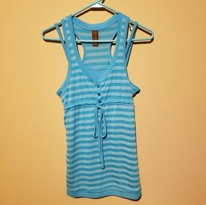 Copper Key Blue Striped Tank Junior Med